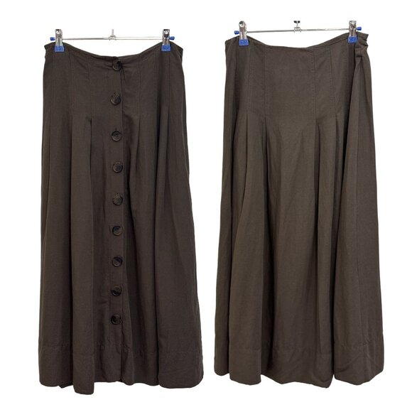 Zara Olive Green Button-Down A-Line Ankle-Length Skirt Women’s Medium - Picture 6 of 9